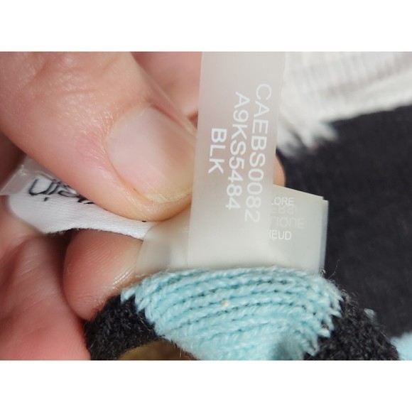 Calvin Klein Men’s Blue Black White Logo Spell Out Fringe Thick Scarf 9" X 74" - Picture 8 of 11